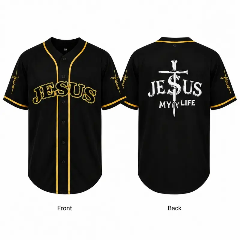Unisex Vintage Faith Cross Baseball Jersey, Christian Graphic Button-Up Shirt for Streetwear