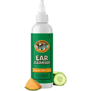 Pack Approved Cat & Dog Ear Cleaning Solution - Helps Remove Wax, Debris, and Dirt - Non-Stinging, Non-Burning Daily Use Formula - Cat & Dog Ear Wash for Itchy Ears - Cucumber Melon Scent (8oz)