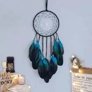 Handmade Luminous Magical Dream Catcher, Boho Traditional Round Net with Feather, Decorative Hanging Decor for Home Bedroom Living Room, Gift, Hangable, Wall Hanging Decor