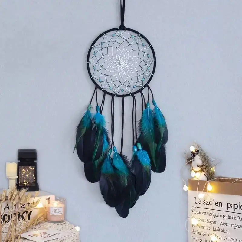 Handmade Luminous Magical Dream Catcher, Boho Traditional Round Net with Feather, Decorative Hanging Decor for Home Bedroom Living Room, Gift, Hangable, Wall Hanging Decor, Boho Decoration