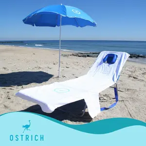 Ostrich Beach Lounge Chair, Folding & Reclining Outdoor Chaise Lounger, Blue - Portable Adjustable Recliner Chair for Lawn, Pool, Patio, Garden, and Yard