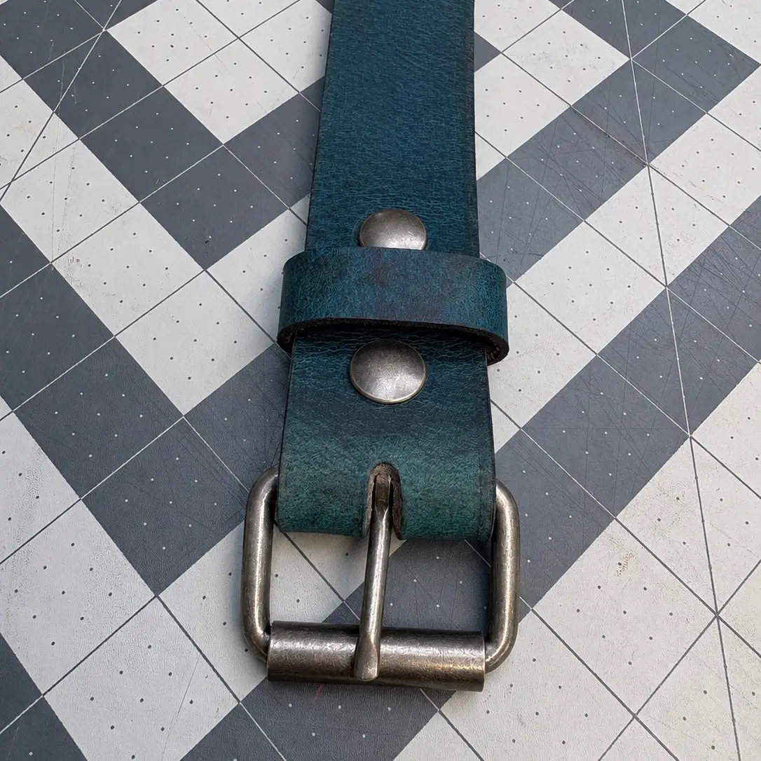 Turquoise Silver Buffalo Leather Belt