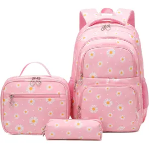 3pc Daisy Floral Print Student Backpack Set, Fashion Unisex Bag, Perfect for Travel and Daily Use, Suitable for Teens, School Backpacks