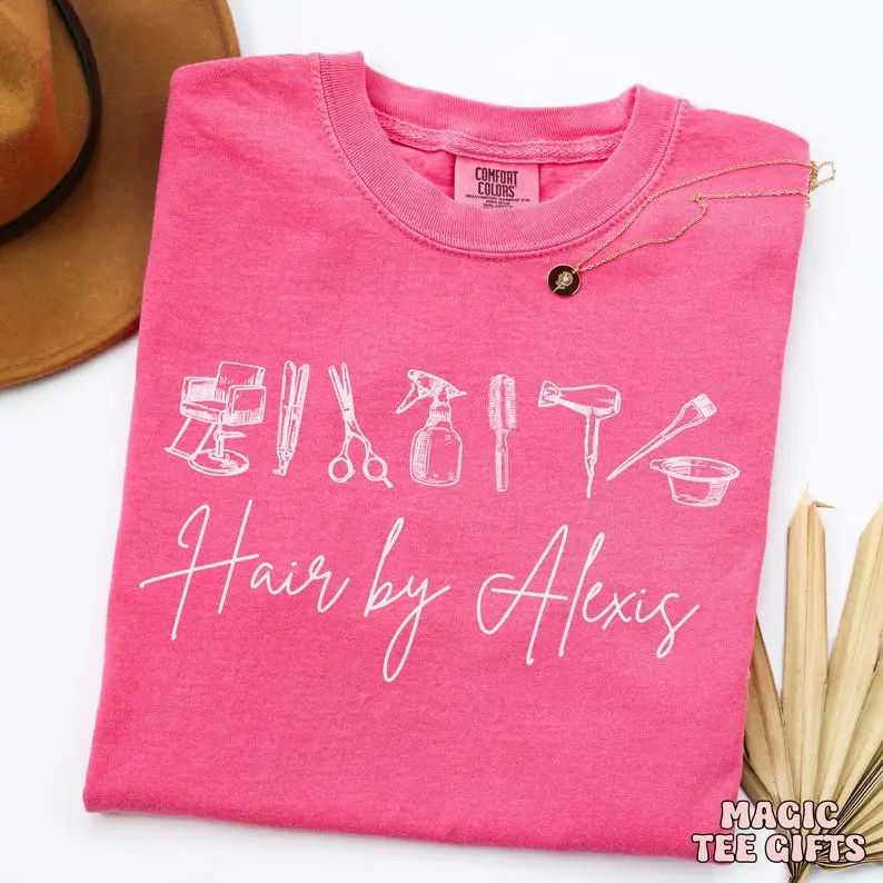Women's Short-Sleeve Round Neck Top - Custom Hairstylist Shirt, Cosmetologist Gift, Hair Salon Branding, Comfortable Fabric, Flattering Fit
