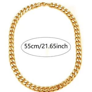 Trending Stainless Steel Gold Necklace Hip Hop Jewelry for Men Women Trendy