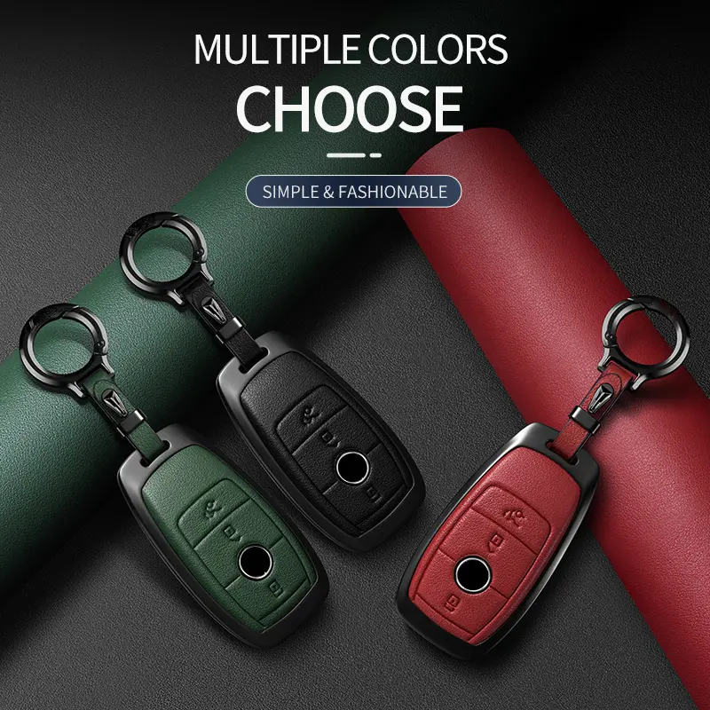 For Mercedes Benz Key Cover 2017-2021 E-Class 2018-2021 S-Class 2019-2021 A-Class C-Class G-Class Car Accessory Durable Leather Premium Car Key Protector Key Fob Shell Car Key Holder