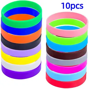 10 Pcs Silicone Wristbands, Stackable Bands, Elastic Sports Rubber Bands for Party Decoration, Solid Color Silicone Bracelets, Event Gift Wristbands, Christmas Gifts