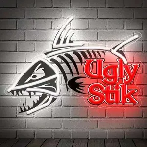 Ugly Stik Neon Sign Dimmable Fishing LED Neon Light for Wall Decor LED USB Powered Fishing Hook Lights for Fishing Gear Store Yacht Fisherman's  Man Cave Living Room Boys Gifts