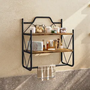 Bathroom Organizer Over The Toilet Storage Shelf 2 Tier Metallic Waterproof Rust-Resistant 8.27x16.14x16.93 Inches Space-Saving Contemporary Design