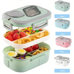 Plastic Double Layer Durable Lunch Box with Cutlery Set, Microwave Safe & Leak-Proof Design, Ideal for School, Office, Travel, Daily Use