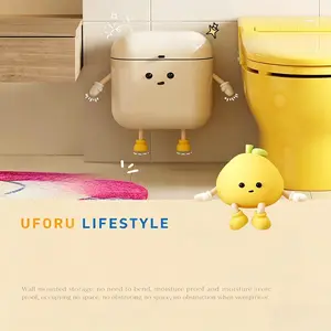 Wall Mounted Cute Trash Can, No Drilling Required