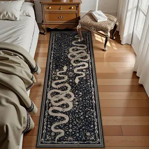 Snake pattern rug, Boho runner rug, Boho Graphic Rug, soft and washable design, 1PC bedroom decorative mat, comfortable area rug, home décoration, multi-functional and suitable for hallways, living rooms, bedrooms, enhancing safety and comfort