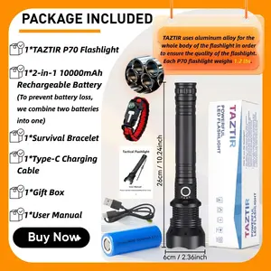 2-in-1 Strong Flashlight (Power Bank), Rechargeable, Zoomable, IPX7Waterproof, Adjustable Brightness Flash Light for Outdoor, Emergency, Camping Accessories, Emergency Power Display Torch
