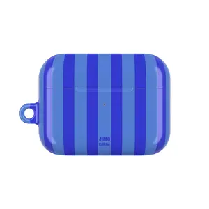 Blueberry JIMO Airpod Case, No Keychains, Summer Aesthetic Printed Cover for AirPods 1,2,3,4 & Pro 1,2,3, Trendy Blue Striped Case, Perfect Gift Idea