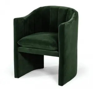 HomeRoots 472224 Chic, Durable Velvet Modern Curvilinear Dark Green Indoor Dining Chair, Chic Dining Chairs, Durable Dining Chairs