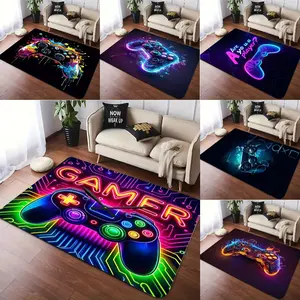 Neon Game Controller Gamer Flannel Area Rug - Oversized Soft Plush Mat for Gaming Room & Bedroom, Non-Slip Thick Vibrant Video Game Pattern Home Decor for Gamer Enthusiasts #NeonGameControllerRug #GamerCarpet #GamingRoomDecor #FlannelMat #NonSlipRug