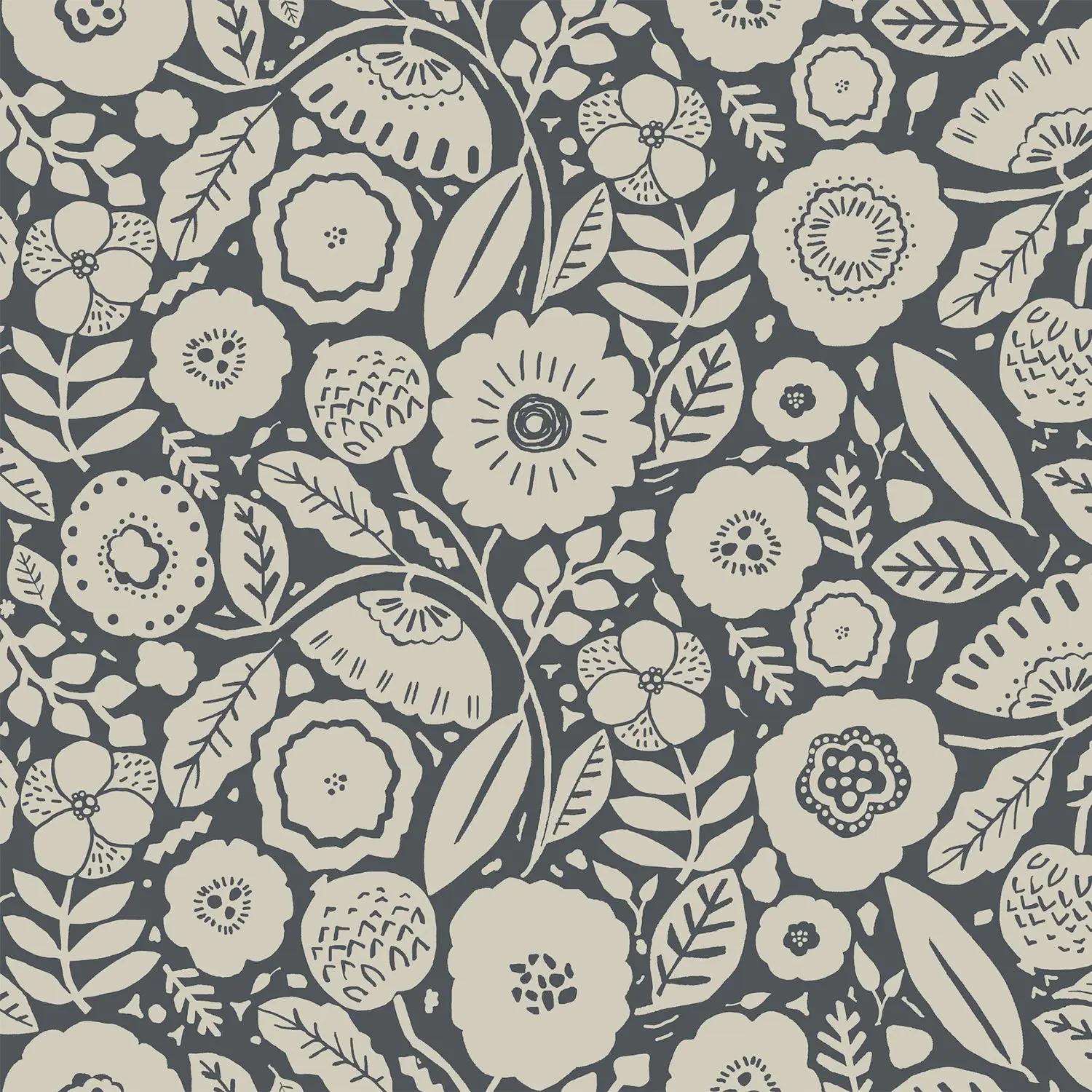 Camille Blossom Charcoal Wallpaper