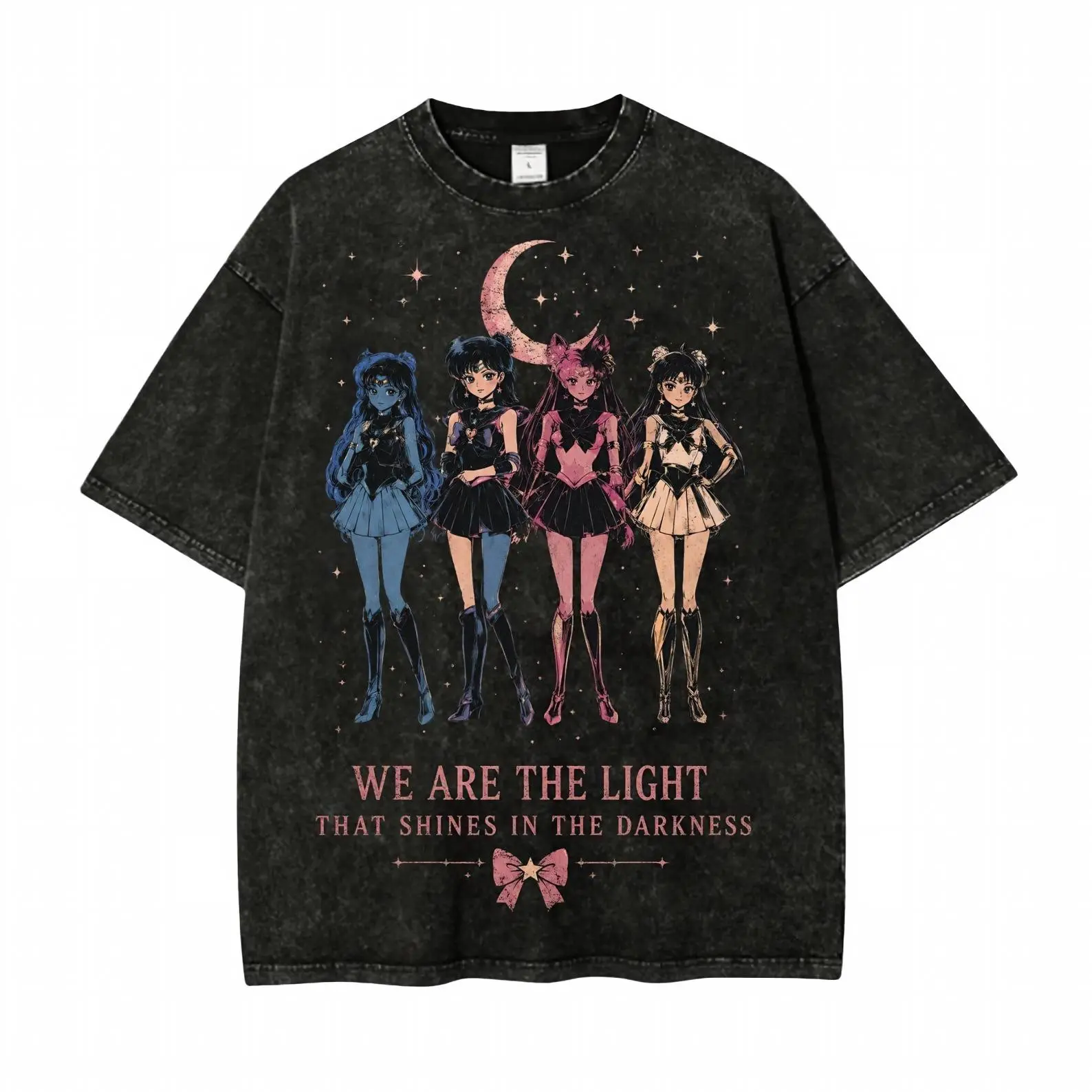 Dark Sailor Scout Retro Pastel Anime Graphic Tee Anime Tee, Sailor Guardians Washed Shirt, Magical Girl Streetwearmen 100% Cotton Graphic Tee Sailor Moon Outer Scouts Dark Magical Girl Otaku Anime Merch