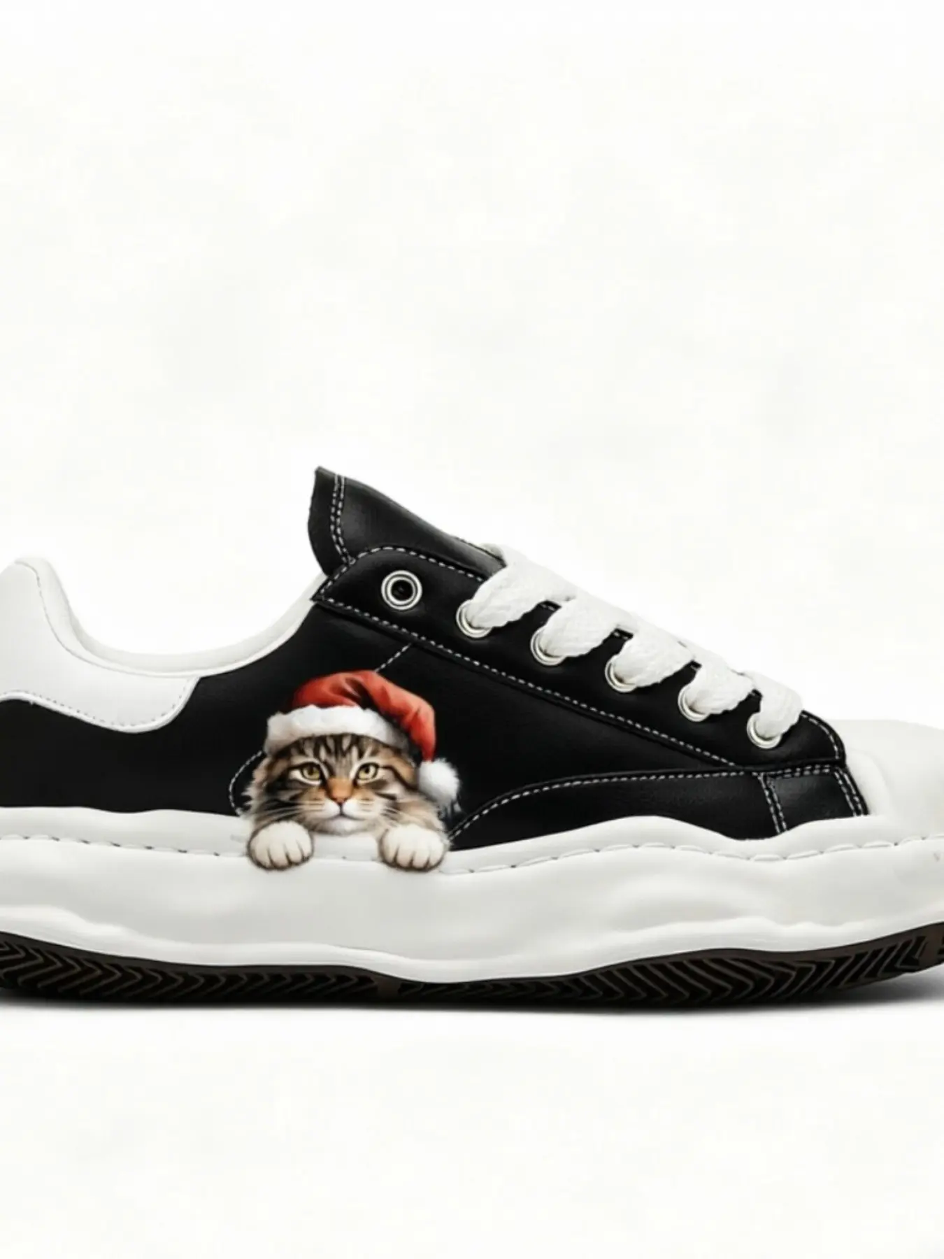 Customizable DIY Sneakers, Patchwork Cowhide Upper, Rubber Sole, Less Than Ankle Height, Hand-Painted Personality, Cartoon Watercolor Design