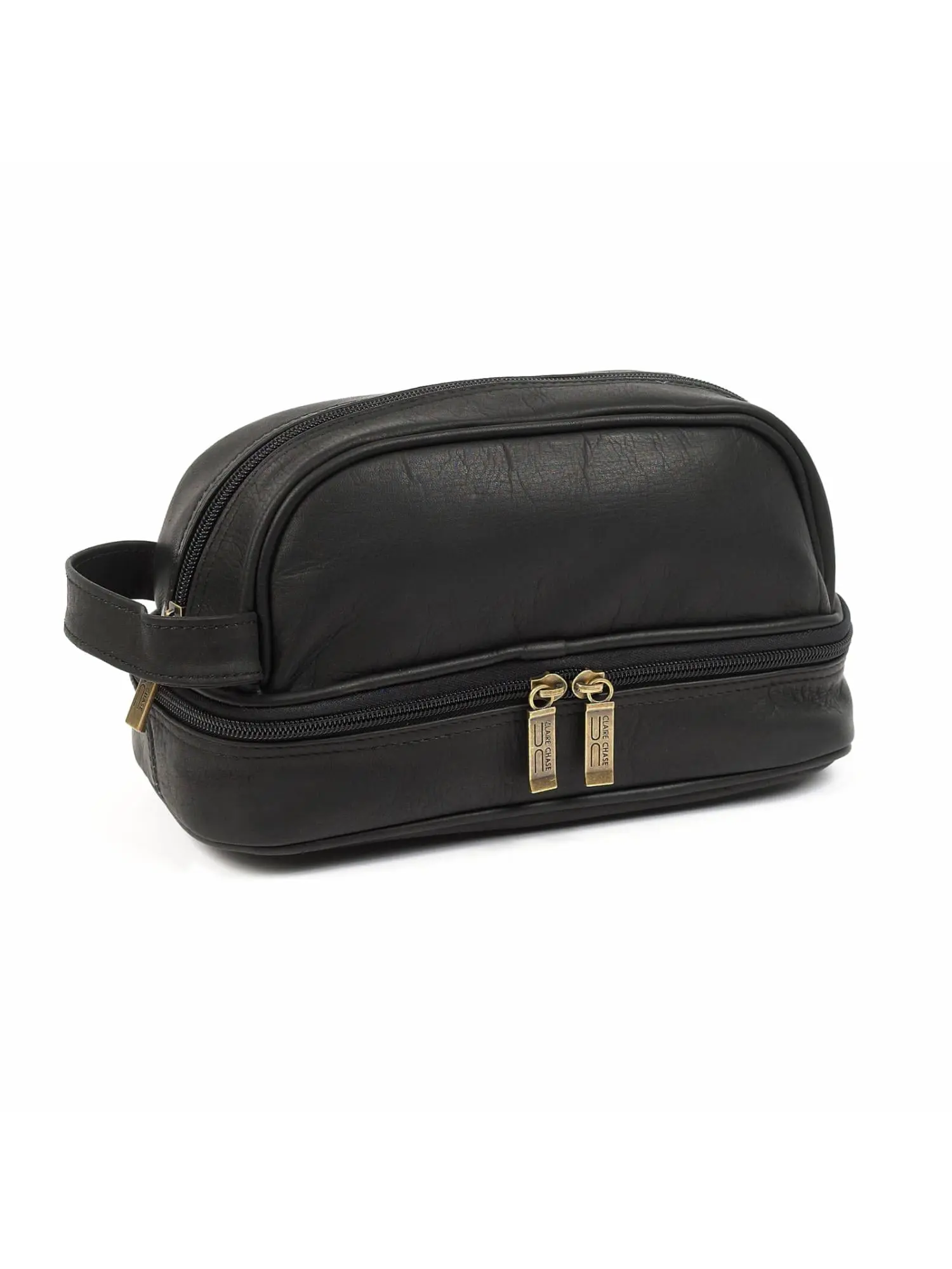 Claire Chase Women's Chic Mediterranean Travel Kit - Fashionable Black Leather Convertible Crossbody Bag with Shoulder Strap