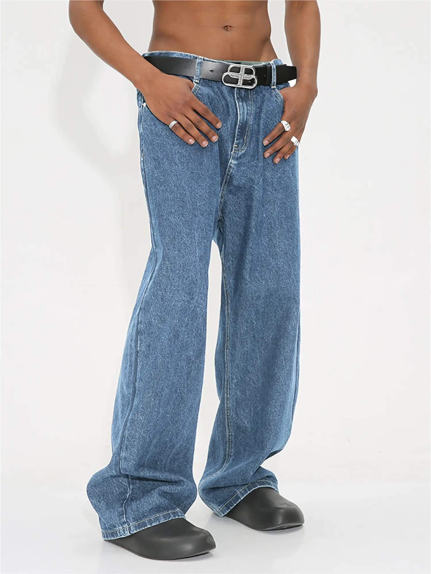 EMMIOL Cargo Baggy Jeans for Men, Pants Wide Leg, Relaxed Loose Fit Denim Y2K Straight Leg Streetwear Vintage
