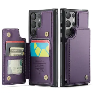 for Samsung Galaxy S25 Ultra S25 Plus S25 S25 Edge S24/S23/S22/S21/S20 Ultra Case with Card Holder, Wallet Case for Women Men with RFID Blocking, Kickstand Magnetic Clasp Shockproof Phone Case