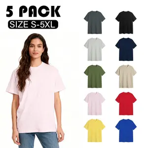 5 Pack Casual Oversized T Shirts for Women, Energetic Multi-Color Short Sleeve Baggy Tops, Summer Daily Women's Clothes