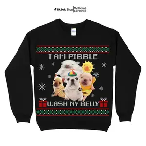 I Am Pibble Wash My Belly Christmas Ugly Sweater - Unisex Heavy Cotton Tee - Pibble Merch