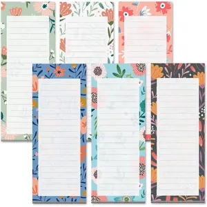 Grocery List Magnet Pad for Fridge, 6-Pack Magnetic Note Pads Lists, 60 Sheets Per Pad, 6 Cute Floral Designs, Full Magnet Back To-Do-List Notepads