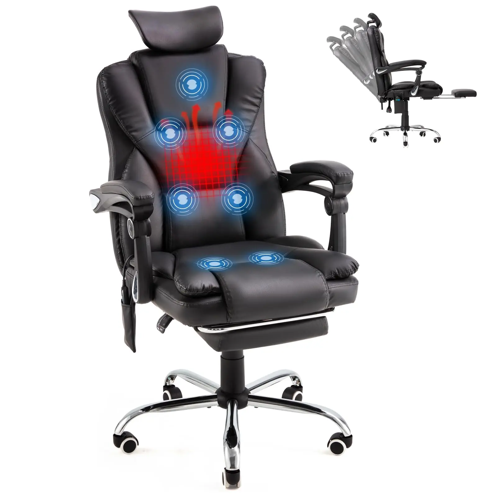 YODOLLA Office Chair with 7 Point Vibration Massage & Heat Functions or Height Adjustable Office Chair with Armrest