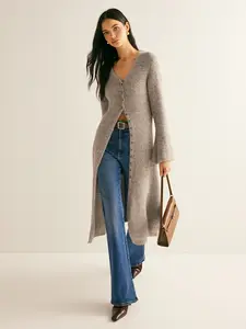 Stacking V-Neck Split Breasted Sweater Dress