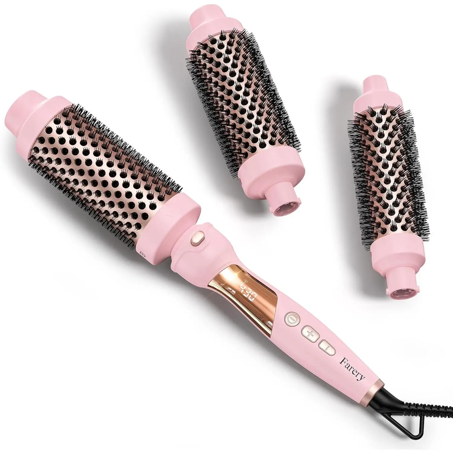 3-in-1 Ceramic Thermal Brush & Curling Wand Set - 3 Interchangeable Barrels (1.25in,1.5in,1.75in), 9 Temperatures, Travel-Friendly for Women's Short/Medium/Long Hair - Ideal Camp Kitchen Gift