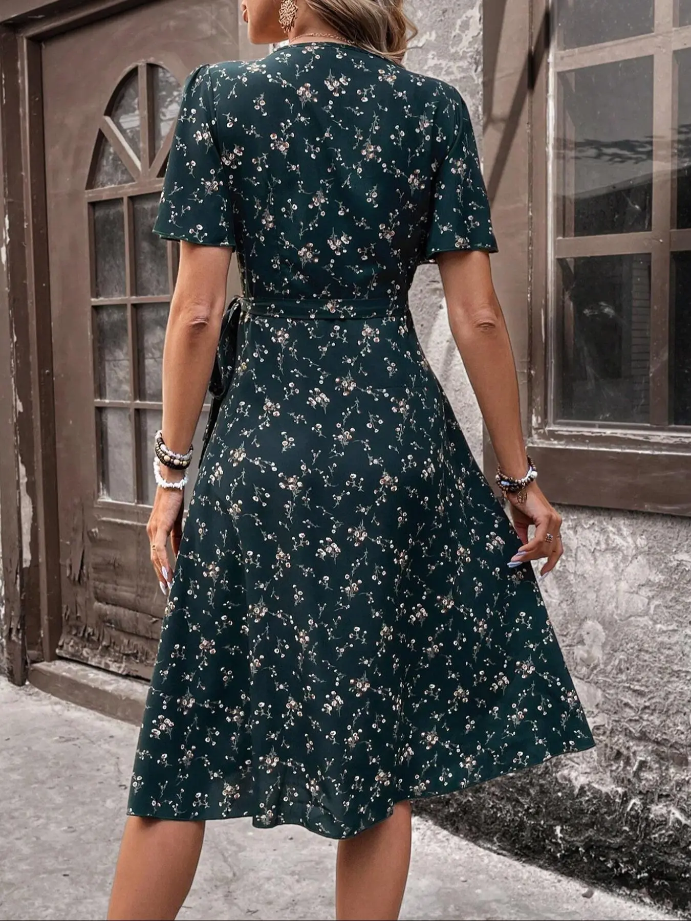 Women's Summer Floral Print Wrap Dress, Side Tie Design, Ruffle Hem, Fitted Midi Dress, Feminine Bohemian Style, Casual Wear, Short Sleeve, Ditsy Floral Pattern, Boho - TikTok Shop Women's Summer Floral Print Wrap Dress, Side Tie Design, Ruffle Hem, Fitted Midi Dress, Feminine Bohemian Style, Casual Wear, Short Sleeve, Ditsy Floral Pattern, Boho - TikTok Shop