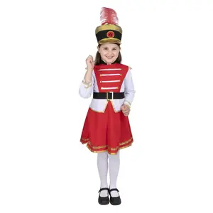 Drum Majorette Costume For Kids - Red & White Marching Band Leader Outfit with Feathered Hat - Perfect For Halloween, Pretend Play Fun & Cosplay
