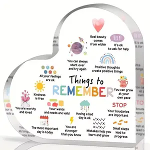 Mental Health Gifts, Things to Remember Mental Health Decor, Therapy Office Decor, Mindfulness Decor for Therapy Office Acrylic Heart Gifts, School Counselor Sign, Psychology Therapy Gift, Acrylic Plaque Sign, Office Home Decor, Home Office Decoration