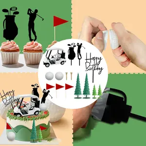 1 Set Golf Cake Decorations Golf Cart Cake Toppers Heading for The Green Cake Topper for Golfers with Cart Flag Golf Ball for Golf Theme Party Supplies