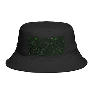 Matrix Hacker Bucket Hat - Cyberpunk All Over Print Green Circuit Pattern - Human AI Studios