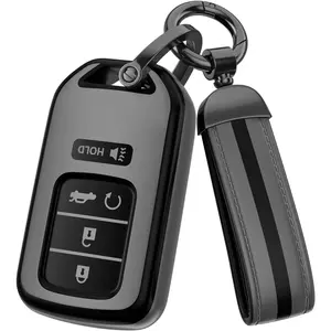 for Honda Key Fob Cover Accessories, Matte TPU Material, with a Cute Leather Keychain,for Cover with Leather Keychain for Civic Accord HR-V Pilot CR-V, Sport SI EX EX-L