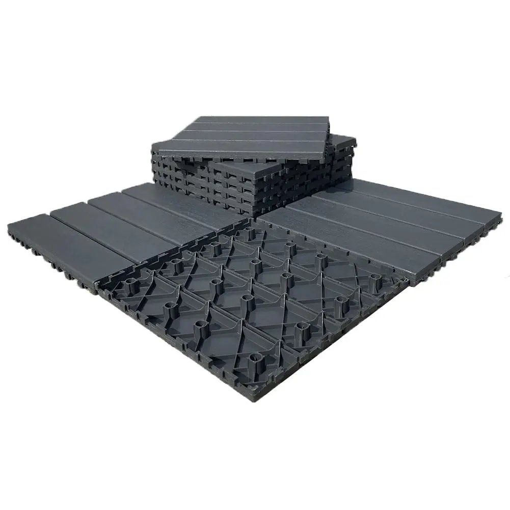9 sq. ft Plastic Interlocking Deck Tiles,9 PCS Patio Tiles,12''x12''(30 x 30cm) Waterproof Outdoor Flooring All Weather Use, Floor Decking Tiles for Porch Poolside Balcony Backyard