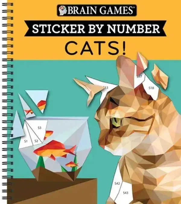 Brain Games - Sticker by Number: Cats!(28 Images to Sticker) -- Publications International Ltd, Spiral Bound, Comb or Coil