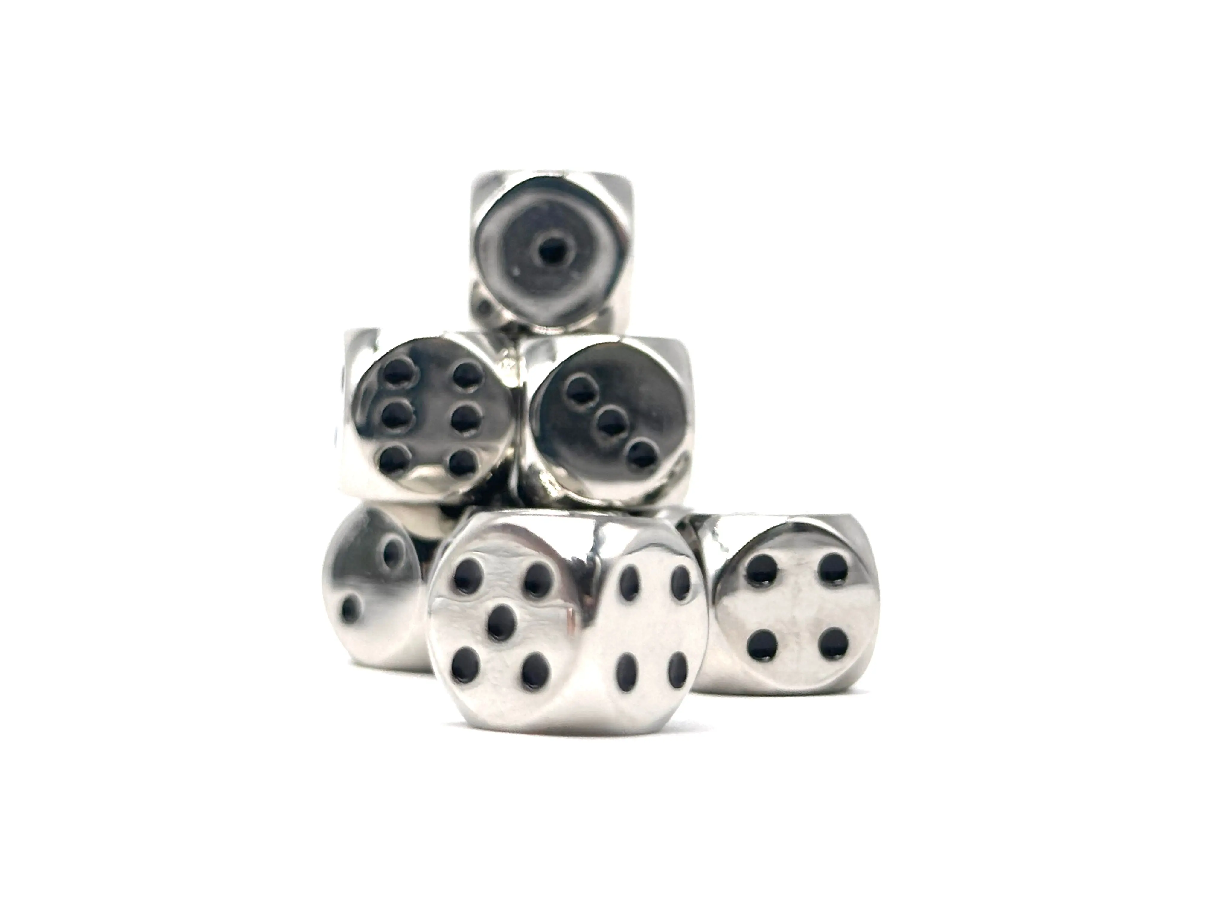 Warpips Chainmail Silver 10-12mm D6 Dice Set for War Gaming - Durable Zinc Alloy Metal Dice with Black Number Fill - Perfect for RPG