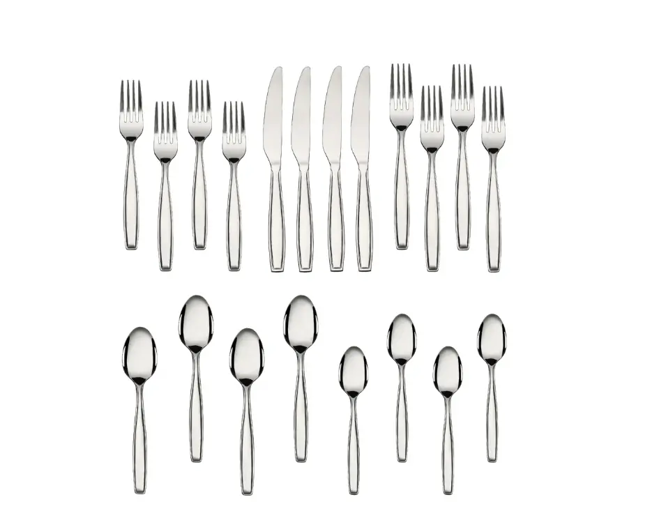 Fairport 20 Piece Stainless Steel Flatware Set, Silver, Tableware Service for 4
