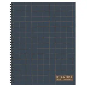 TF Publishing 2025 Weekly/Monthly Planner 11"x9" Navy Grid: Academic & Student Planner, Spiral Binding, January-December