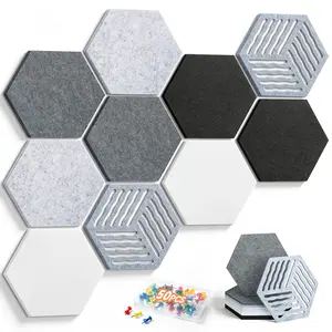 10 Pack hexagon felt bulletin board tiles, 9mm thick with gorgeous hollowed wave patterns.#WallDecor #RoomAesthetic #FeltBoard #HomeOfficeDecor #DormDecor #WallOrganization #HexagonWallTiles #HomeEssentials