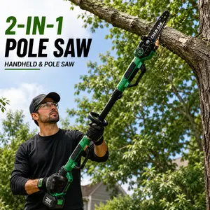 Cordless Pole Saw-2-in-1/20V Mini Chainsaw 6-Inch - Compact Handheld Electric Chain Saw with 2 Batteries  Security Lock for Efficient Wood Cutting, Tree Trimming, and Pruning - Trending Christmas Gifts and New Year Gift Ideas Power Tools Tool Kit
