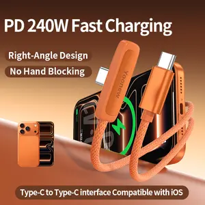 240W super fast charging 90° right-angle design charging cable, zinc alloy braided Type‑C interface cable, compatible with Apple and Samsung, essential for gaming, work, and car use | Single end