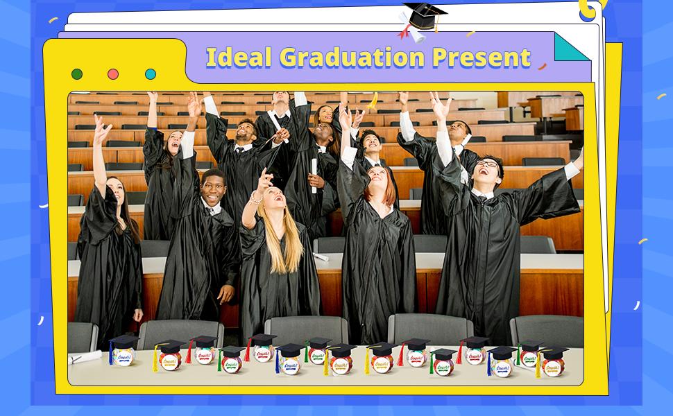 12/24 Pcs Class of 2026 Graduation Cap Candy Jars Set for Student- Multiple Colors, 8oz Graduation Party Decorations Gifts for School Party Guests