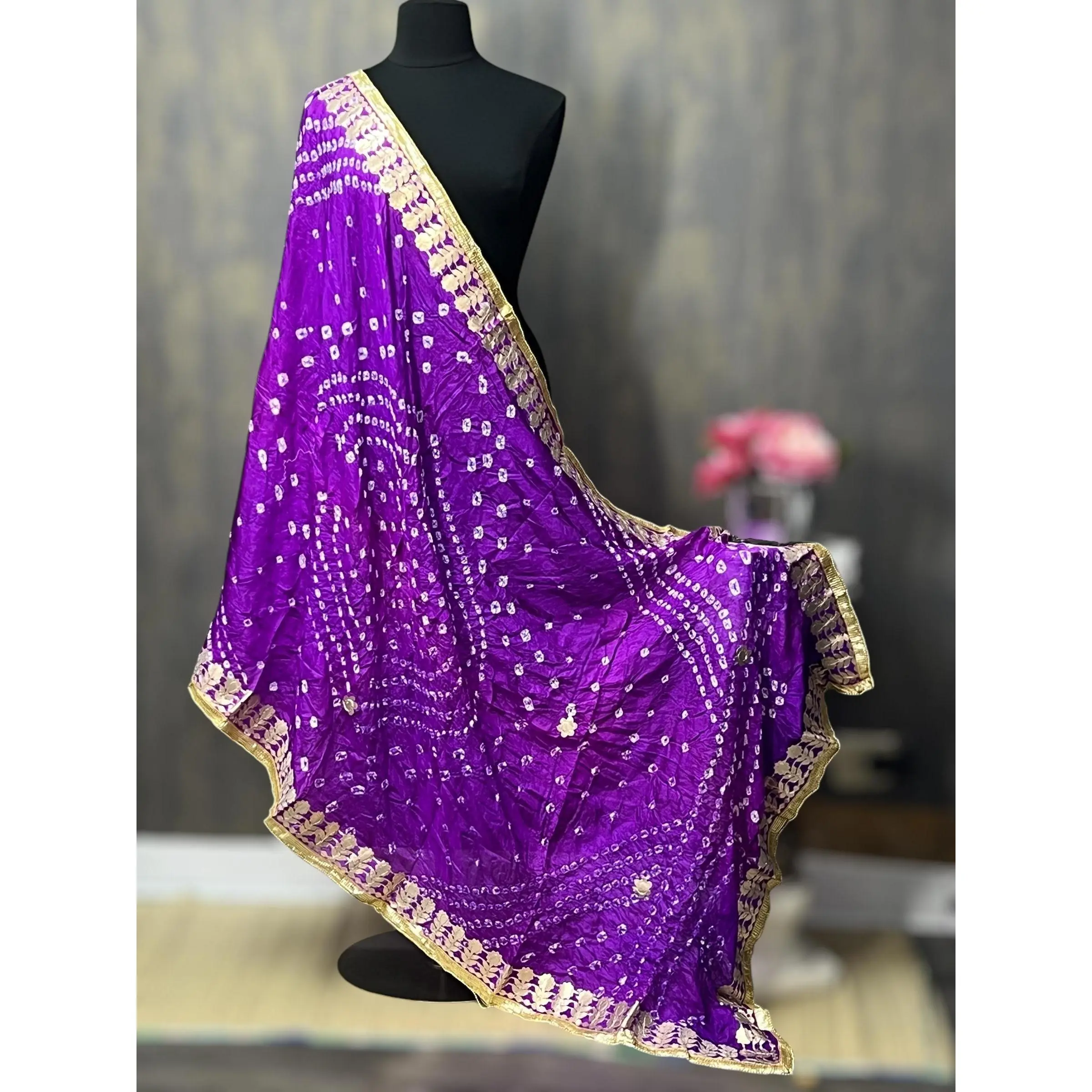 Bandhani dupattas with gota patti work