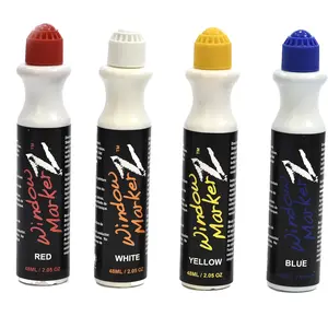 Chroma Window Marker Pack: Washable Glass Markers for Cars - Bold Car Markers, Chalkboard Markers for Kids Restaurant, Blackboard, Glass, Bistro, Liquid Chalk Markers Erasable, 4 Count