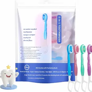 26-Pack 5-in-1 Disposable Toothbrush Set — Individually wrapped with toothpaste, dental floss, tongue scraper, and toothpick. Portable Oral Care Kit for Fresh Breath, Travel, Work, Dates & Business Trips